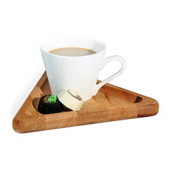 Biradlı GRV-1820 Triangular Wooden Coffee Presentation Set, 17.5x20 cm - Biradlı