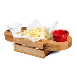 Biradlı GRV-1821 Wooden Potato Presentation Crate with Sauce Box - Biradlı