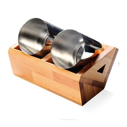 Biradlı GRV-186 Double Spoon Stand with Wooden Stand - Biradlı
