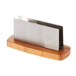 Biradlı GRV-1863 Steel Rectangular Napkin Holder with Wooden Stand - Biradlı
