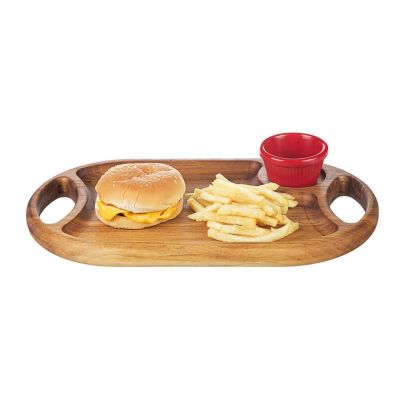 Biradlı GRV-1883 Hamburger Sunum Tahtası, 35x20 cm, Ceviz - 1