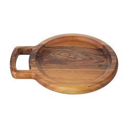 Biradlı GRV-1891 Tek Kulplu Sunum Tahtası, 29x24 cm, Ceviz - Biradlı