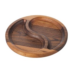 Biradlı GRV-1892 Round Presentation Board with Compartments, 25 cm, Walnut - Biradlı