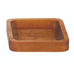Biradlı GRV-1901 Iroko Wooden Square Sauce and Cookie Holder, 8x8 cm - Biradlı