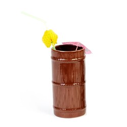 Biradlı GRV-20207 Ceramic Tiki Mug Cocktail Glass, 570 cc, 8x17 cm, Brown - Biradlı