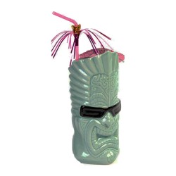 Biradlı GRV-20210 Ceramic Tiki Mug Cocktail Glass, 440 cc, 9x20 cm, Green - Biradlı