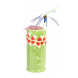 Biradlı GRV-20213 Ceramic Tiki Mug Cocktail Glass, 540 cc, 8x17, 5 cm, Green - Biradlı