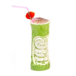 Biradlı GRV-20214 Ceramic Tiki Mug Cocktail Glass, 610 cc, 8x18, 5 cm, Brown - Biradlı
