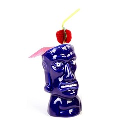 Biradlı GRV-20217 Ceramic Tiki Mug Cocktail Glass, 350 cc, 8x17, 5 cm, Blue - Biradlı