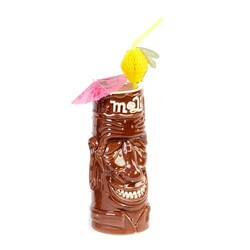Biradlı GRV-20218 Керамическая кружка для коктейлей Tiki Mug, 430 куб. см, 8x18, 5 см, коричневый - Biradlı