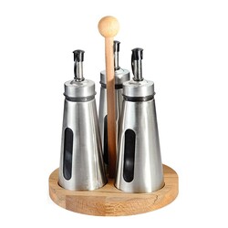 Biradlı GRV-2414 Wooden Oil Holder Stand, 3 pcs, 150 cc - Biradlı