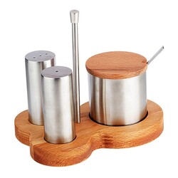 Biradlı GRV-242 Salt and Spice Shaker Set with Stand, 3 pcs - Biradlı