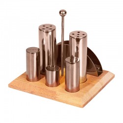 Biradlı GRV-257 Round Salt and Spice Shaker Set, 6 pcs, Copper - Biradlı