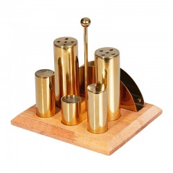 Biradlı GRV-257 Round Salt and Spice Shaker Set, 6 pcs, Gold - Biradlı