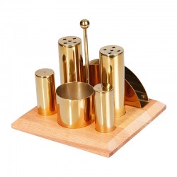 Biradlı GRV-258 Round Salt and Spice Shaker Set, 6 pcs, Gold - Biradlı