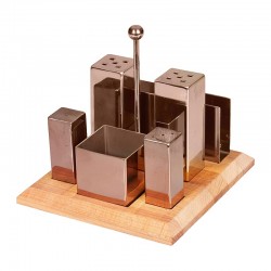 Biradlı GRV-259 Square Salt and Spice Shaker Set, 6 pcs, Copper - Biradlı