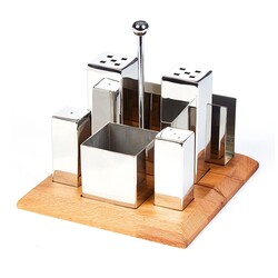 Biradlı GRV-259 Square Salt and Spice Shaker Set, 6 pcs - Biradlı