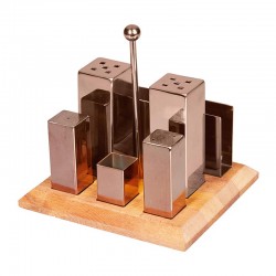 Biradlı GRV-260 Square Salt and Spice Shaker Set, 6 pcs, Copper - Biradlı