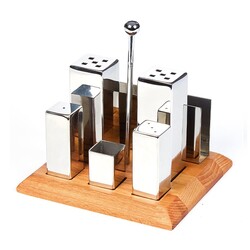Biradlı GRV-260 Square Salt and Spice Shaker Set, 6 pcs - Biradlı