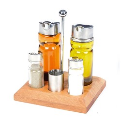Biradlı GRV-261 Salt and Oil Shaker Set, 5 pcs, 150 cc, Clear - Biradlı