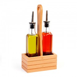 Biradlı GRV-277 Square Oil Holder Set with Wooden Stand, 2 pcs, 250 cc - Biradlı