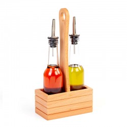 Biradlı GRV-285 Oval Oil Holder Set with Wooden Stand, 2 pcs, 250 cc - Biradlı