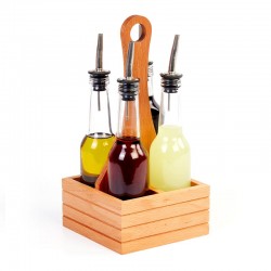 Biradlı GRV-286 Oval Oil Holder Set with Wooden Stand, 4 pcs, 250 cc - Biradlı