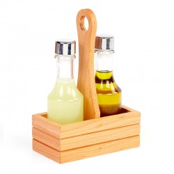 Biradlı GRV-291 Oval Oil Holder Set with Wooden Stand, 2 pcs, 130 cc - Biradlı
