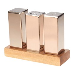 Biradlı GRV-294 Everest Square Large Salt Shaker Set, 3 pcs, Copper - Biradlı