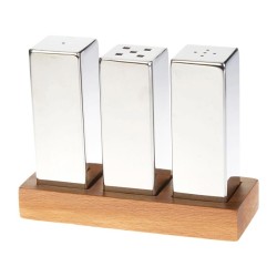 Biradlı GRV-294 Everest Square Large Salt Shaker Set, 3 pcs, Glossy - Biradlı