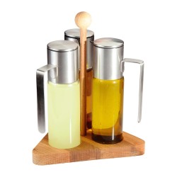 Biradlı GRV-3003 Oil Holder Set with Wooden Stand, 3 pcs, 180 cc - Biradlı