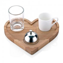 Biradlı GRV-304 Wooden Heart Turkish Coffee Presentation, 20x18x1.8 cm - Biradlı