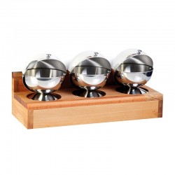 Biradlı GRV-322 Sphere Spice Rack Set with Wooden Stand, 3 pcs, 45x17 cm - Biradlı