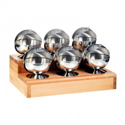 Biradlı GRV-323 Sphere Spice Rack Set with Wooden Stand, 6 pieces, 45x30 cm - Biradlı