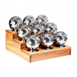 Biradlı GRV-324 Sphere Spice Rack Set with Wooden Stand, 9 pieces, 45x45 cm - Biradlı