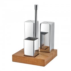 Biradlı GRV-33 Wooden Square Standing Salt Shaker Set, 3 pcs - Biradlı