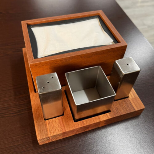 Biradlı GRV-345 Square 4 Wooden Salt Shaker Spice Dispenser Set - 2