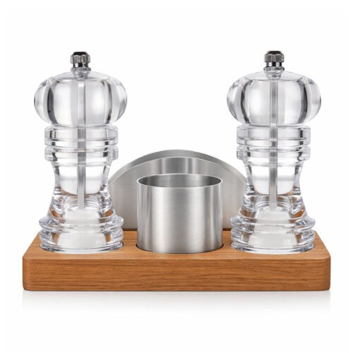 Biradlı GRV-346 4'lü Ahşap Standlı Akrilik Tuzluk Biberlik Takımı - Biradlı