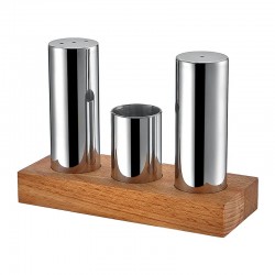 Biradlı GRV-39 Wooden Rectangular Stand Salt Shaker Set, 3 pcs - Biradlı