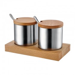 Biradlı GRV-41 Matte Spice Rack Set with Wooden Stand, 2 pcs - Biradlı