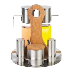 Biradlı GRV-818 Oil and Salt Shaker Set with Handles, 5 pcs - Biradlı