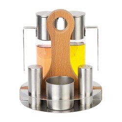 Biradlı GRV-822 Oil and Salt Shaker Set with Handles, 5 pcs - Biradlı
