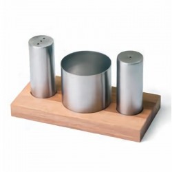 Biradlı GRV-88 Wooden Stand Salt and Sugar Shaker Set, 3 pcs - Biradlı