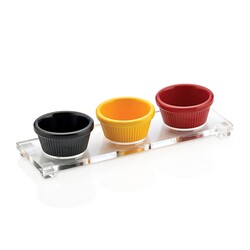 Biradlı GRV-889 Sauce Pot Stand with Clear Base, 3 pcs, 25x8 cm, 7 cm - Biradlı