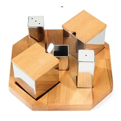 Biradlı GRV-98 Square Glossy Salt and Spice Shaker Set, 5 pcs - Biradlı