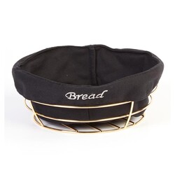 Biradlı HW-179A Round Bread Basket with Cloth, 23x23x8.5 cm, Gold - Biradlı