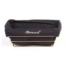 Biradlı HW-182A Rectangular Bread Basket with Cloth, 22x16x7.5 cm, Gold - Biradlı