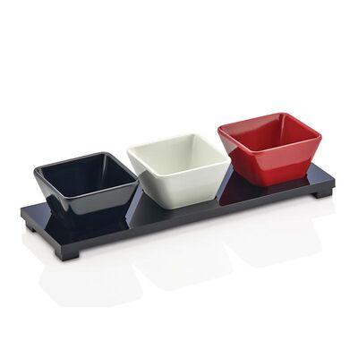 Biradlı GRV-890 Kare Sosluk Standı, 3'lü, 25x8 cm, Siyah - 1