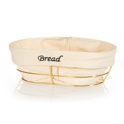 Biradlı HW186B Oval Bezli Ekmek Sepeti, 26x17 cm, Altın - Biradlı