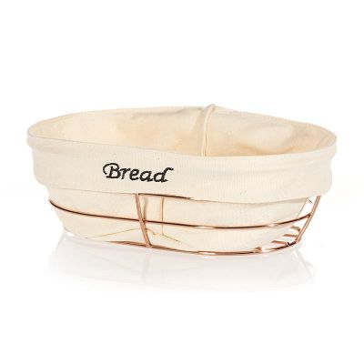 Biradlı BRD-HW186B Oval Bezli Ekmek Sepeti, 26x17 cm, Bakır - 1